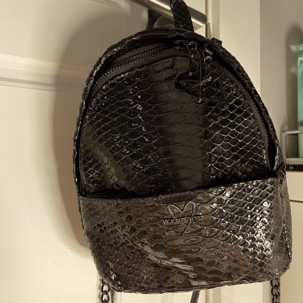 Victoria’s Secret black luxe python mini backpack - Picture 3 of 12